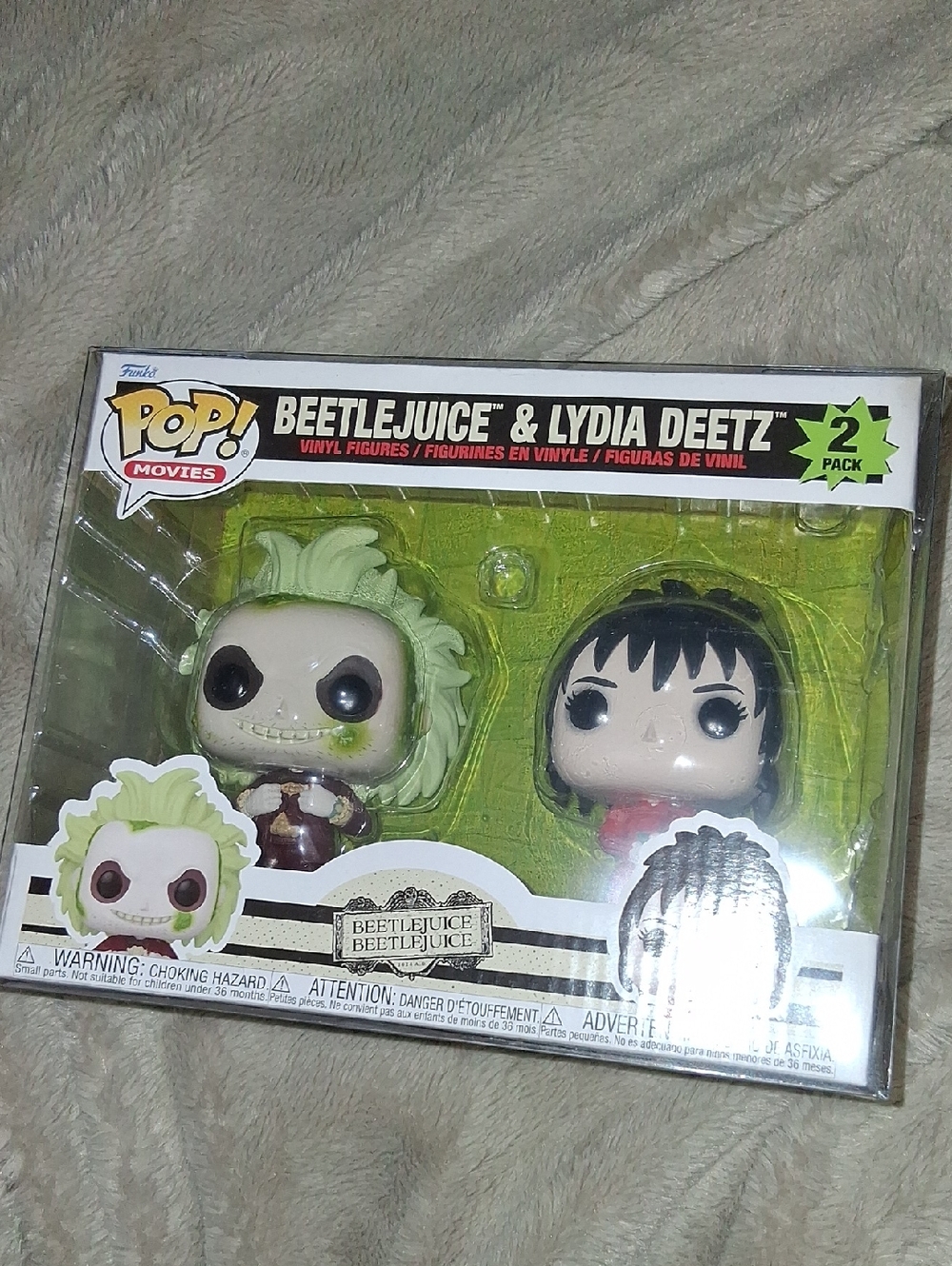 Funko Pop! Beetlejuice & Lydia Deetz 2-Pack - Green, Black, White With Protector
